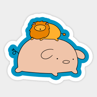 Pig and Tiny Lion Sticker